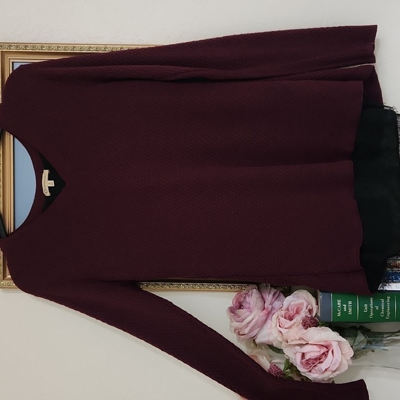 Burgundy Sweater Blouse Back Zipper Medium Sexy Goth Comfort Dark Romance - Picture 10 of 10